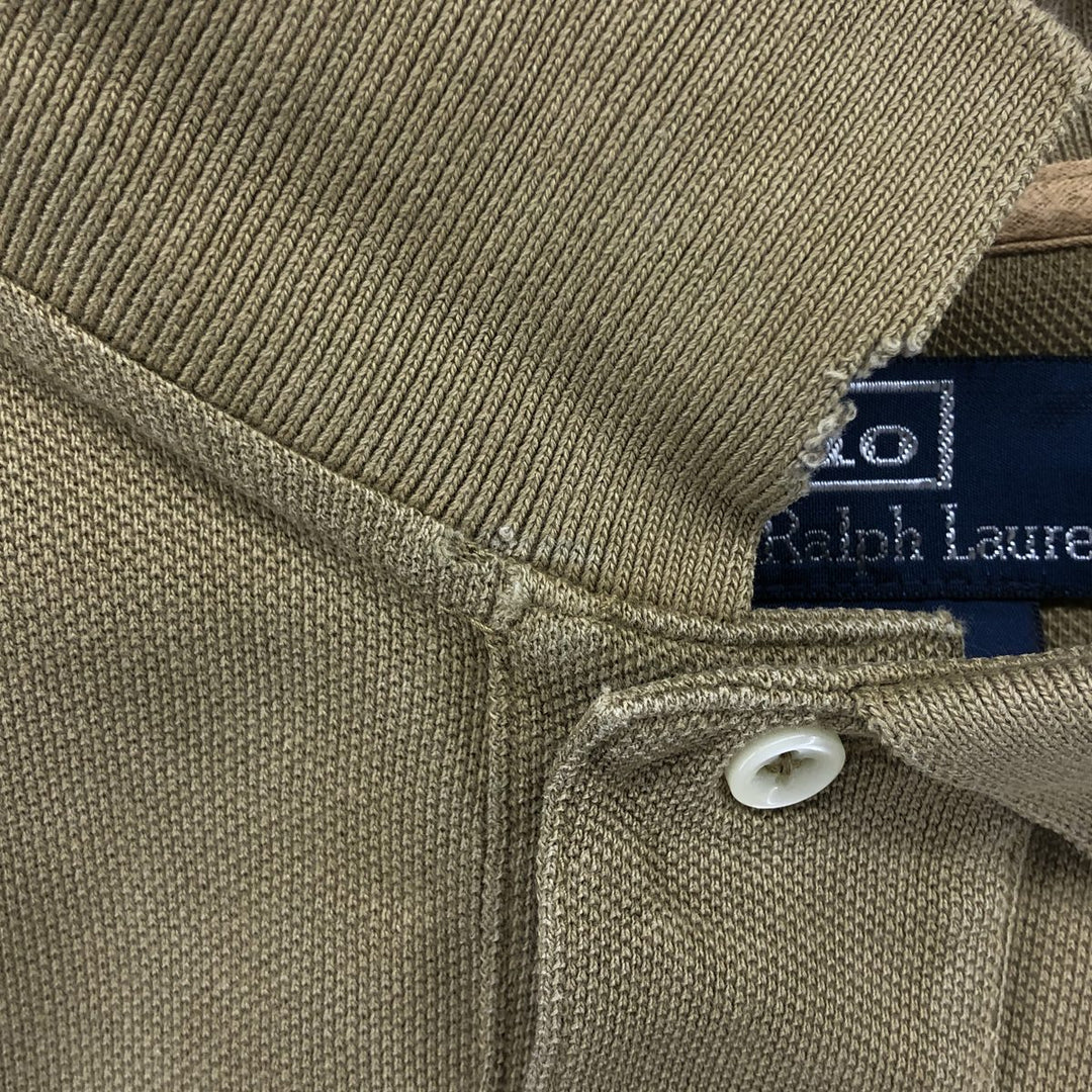 Ralph Lauren POLO by Ralph Lauren CUSTOM FIT short sleeve polo shirt, men's XL size cotton beige type brown Vintage Second Hand