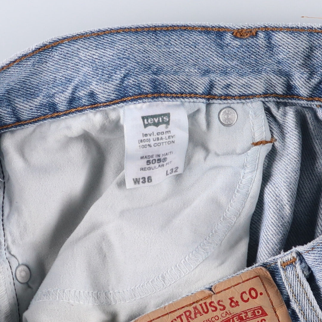 Levi's 505 REGULAR FIT tapered denim pants for men, size w36 cotton Blue type light blue Vintage Second Hand