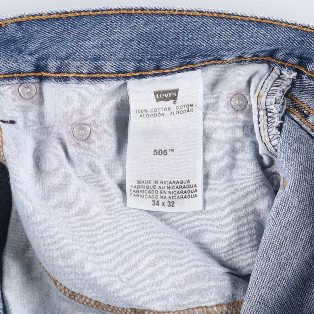Levi's 505 tapered denim pants for men, size w36 cotton blue type Vintage Second Hand