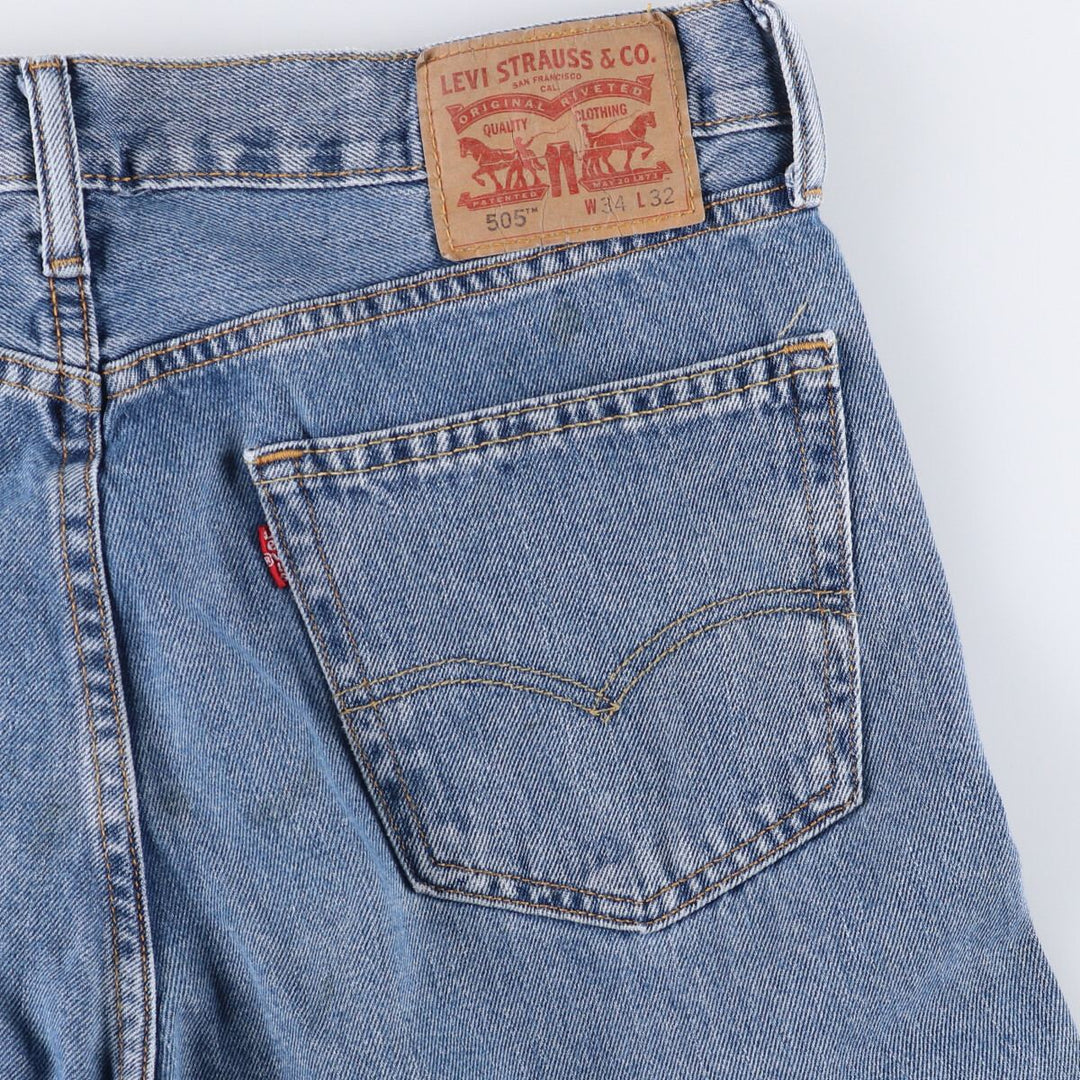 Levi's 505 tapered denim pants for men, size w36 cotton blue type Vintage Second Hand