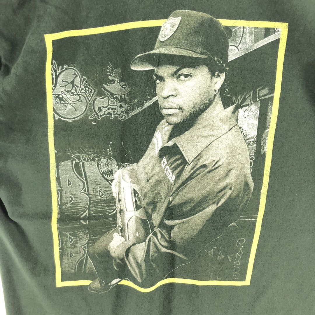 ICE CUBE Rap T-shirt, Men's M size unclear Green type dark green Vintage Second Hand