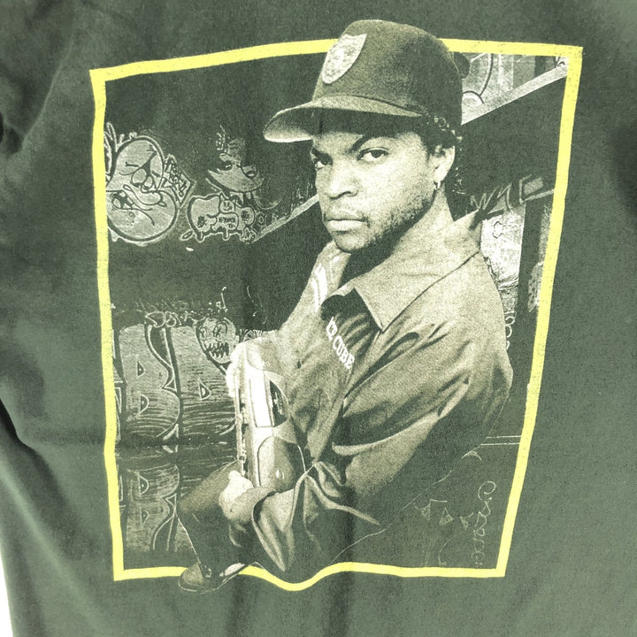 ICE CUBE Rap T-shirt, Men's M size unclear Green type dark green Vintage Second Hand