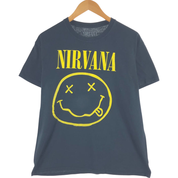 NIRVANA Nirvana Band T-shirt, Band T, Men's L size cotton black type Vintage Second Hand