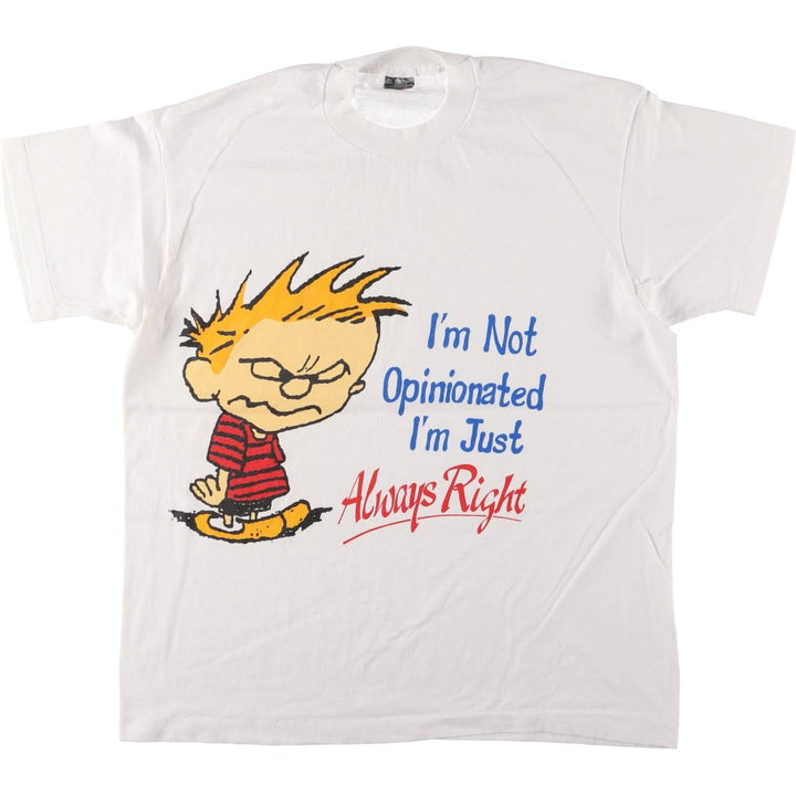 Calvin and Hobbes Calvin and Hobbes Character Print T-Shirt Men's XL Vintage cotton white type Vintage Second Hand