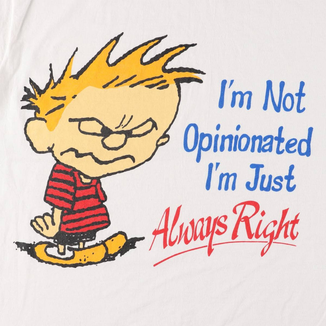 Calvin and Hobbes Calvin and Hobbes Character Print T-Shirt Men's XL Vintage cotton white type Vintage Second Hand