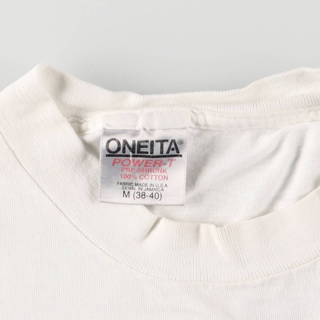 90'S ONEITA Calvin and Hobbes Character Print T-Shirt Men's Medium Vintage cotton white type Vintage Second Hand