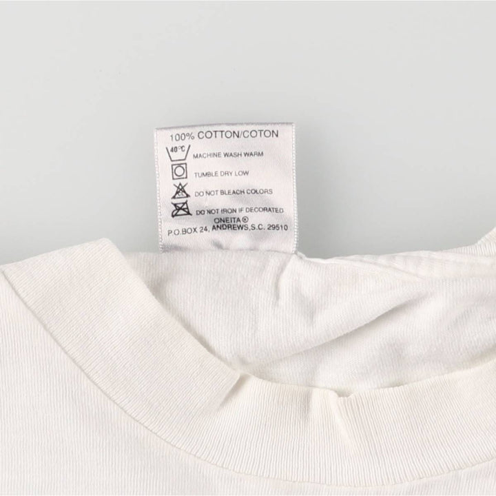90'S ONEITA Calvin and Hobbes Character Print T-Shirt Men's Medium Vintage cotton white type Vintage Second Hand