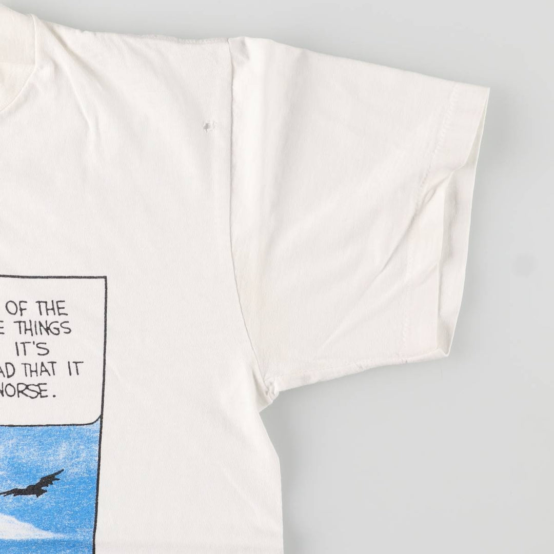 90'S ONEITA Calvin and Hobbes Character Print T-Shirt Men's Medium Vintage cotton white type Vintage Second Hand