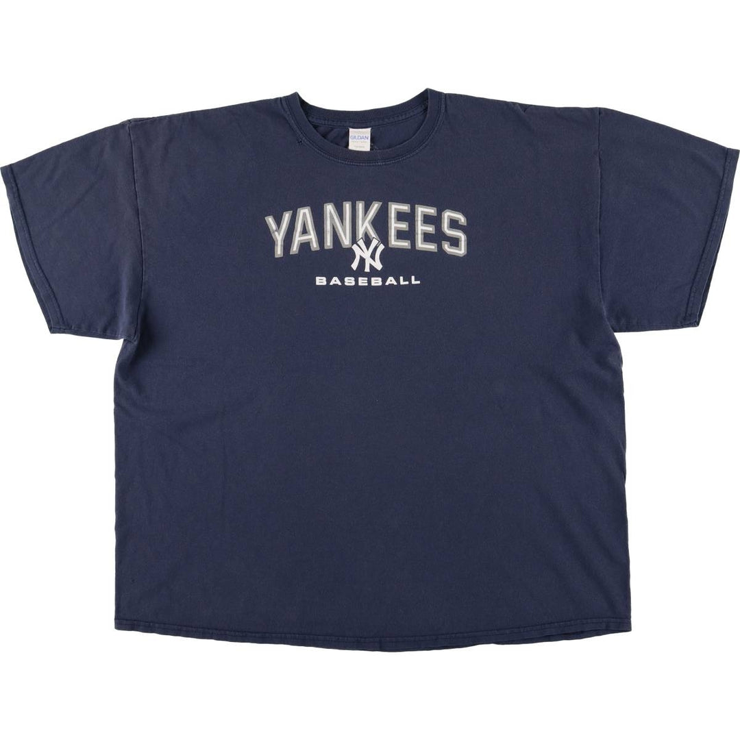 Gildan MLB New York Yankees Logo Print T-Shirt, Men's XXL cotton navy blue type Vintage Second Hand