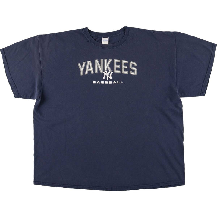 Gildan MLB New York Yankees Logo Print T-Shirt, Men's XXL cotton navy blue type Vintage Second Hand