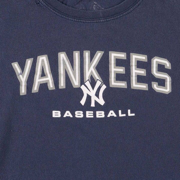 Gildan MLB New York Yankees Logo Print T-Shirt, Men's XXL cotton navy blue type Vintage Second Hand
