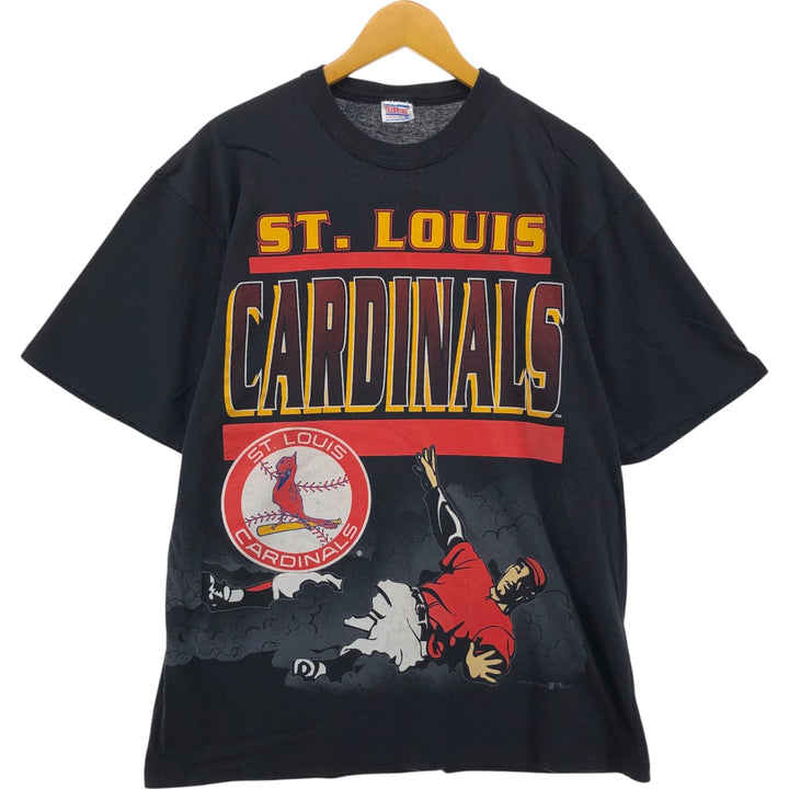 90'S TEAMWORK MLB St. Louis Cardinals Sports Print T-Shirt Made in USA Men's L Size Vintage cotton black type Vintage Second Hand