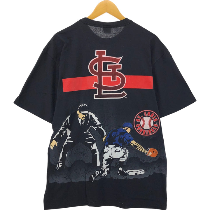 90'S TEAMWORK MLB St. Louis Cardinals Sports Print T-Shirt Made in USA Men's L Size Vintage cotton black type Vintage Second Hand