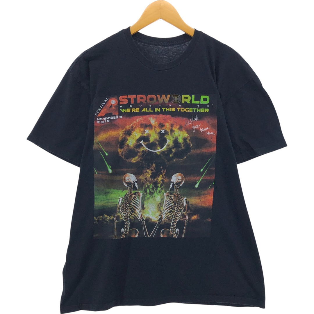 ASTRO WORLD FESTIVAL Astro World Festival Band T-shirt Band T Men's L size unclear black type Vintage Second Hand