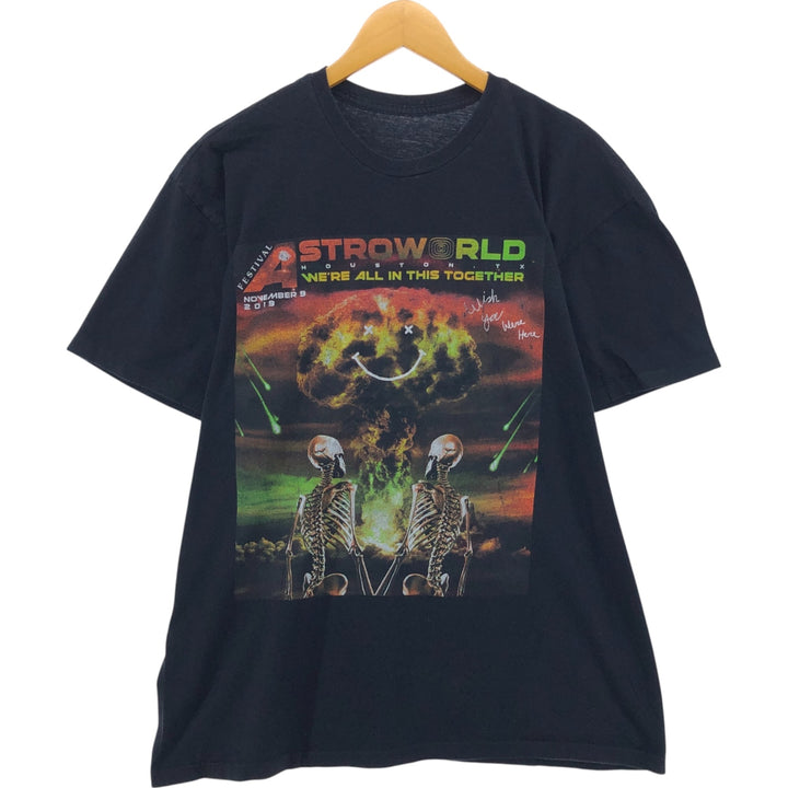 ASTRO WORLD FESTIVAL Astro World Festival Band T-shirt Band T Men's L size unclear black type Vintage Second Hand
