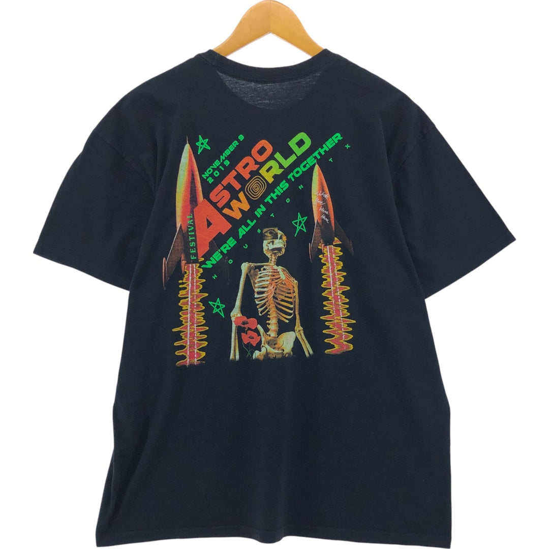 ASTRO WORLD FESTIVAL Astro World Festival Band T-shirt Band T Men's L size unclear black type Vintage Second Hand