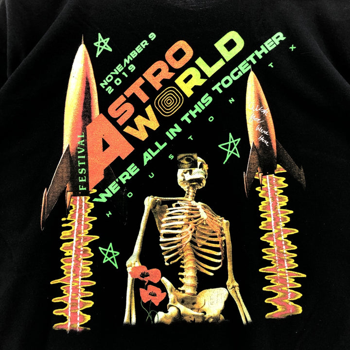 ASTRO WORLD FESTIVAL Astro World Festival Band T-shirt Band T Men's L size unclear black type Vintage Second Hand