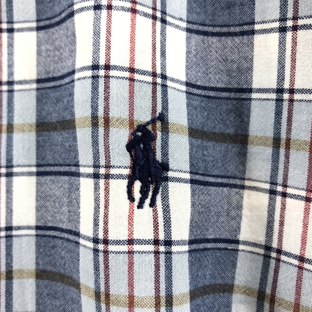 Ralph Lauren GREGGOR short sleeve button down check shirt box shirt men's XL size cotton navy blue type Vintage Second Hand