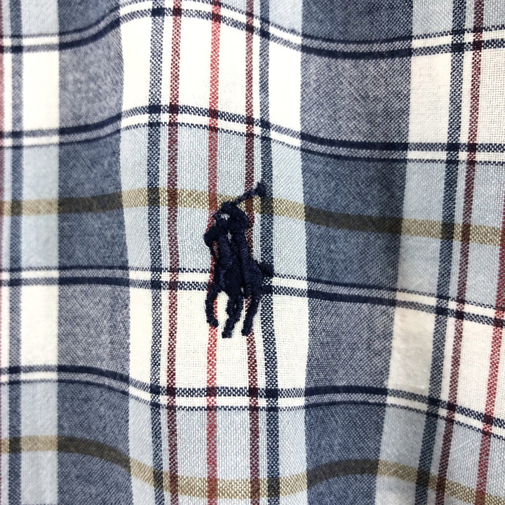 Ralph Lauren GREGGOR short sleeve button down check shirt box shirt men's XL size cotton navy blue type Vintage Second Hand
