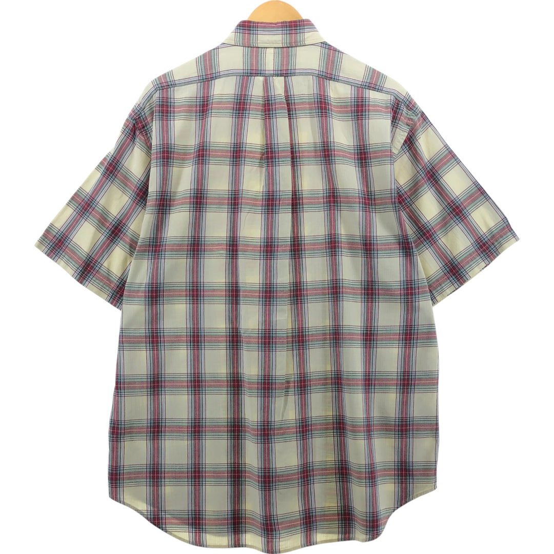 Ralph Lauren BLAKE short sleeve button down check shirt, men's size L cotton yellow type Vintage Second Hand