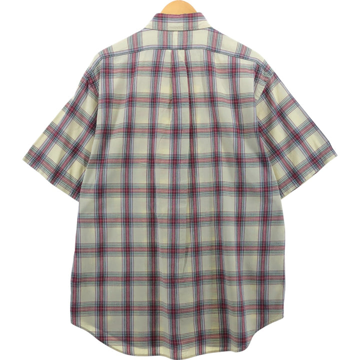 Ralph Lauren BLAKE short sleeve button down check shirt, men's size L cotton yellow type Vintage Second Hand