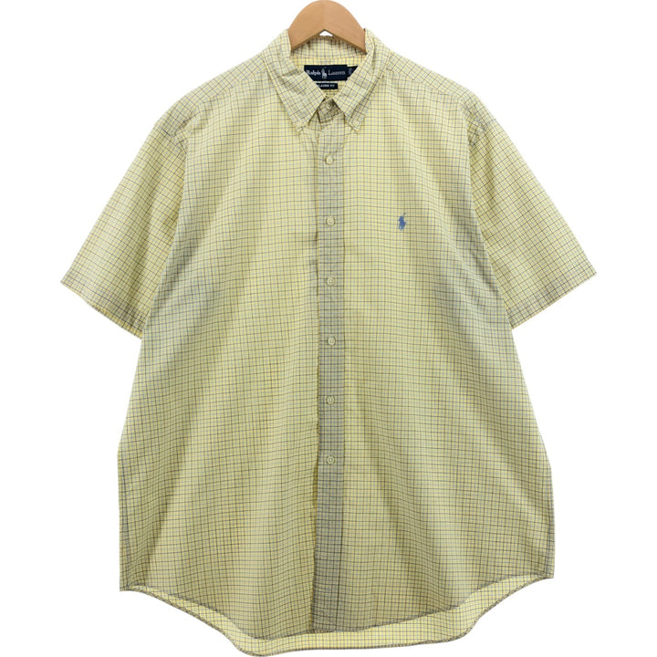 Ralph Lauren Classic Fit short sleeve button down check shirt, men's size XL cotton yellow type Vintage Second Hand