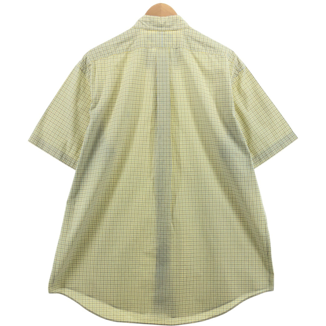 Ralph Lauren Classic Fit short sleeve button down check shirt, men's size XL cotton yellow type Vintage Second Hand