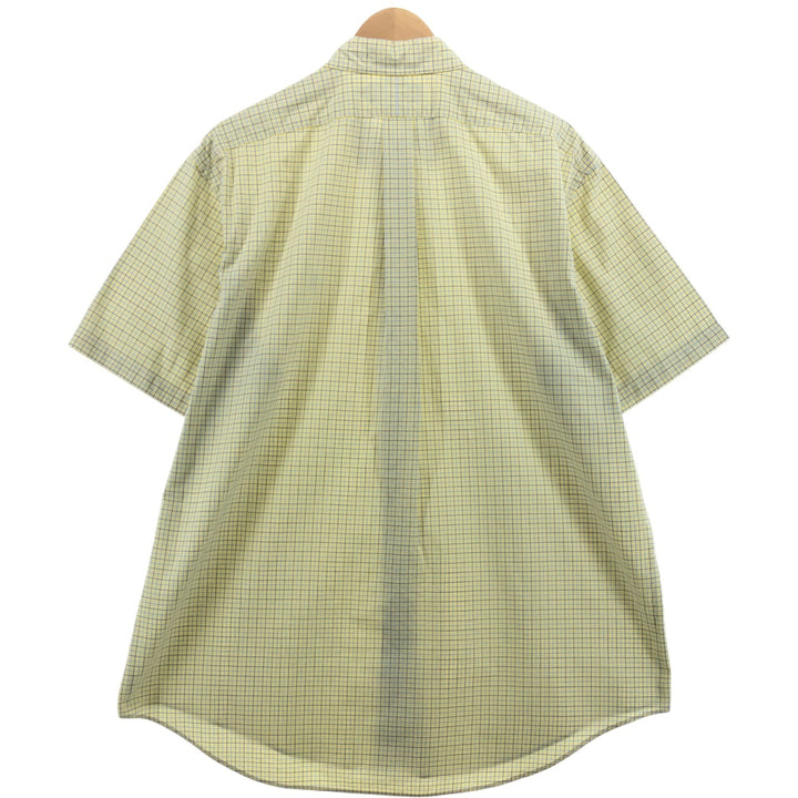 Ralph Lauren Classic Fit short sleeve button down check shirt, men's size XL cotton yellow type Vintage Second Hand