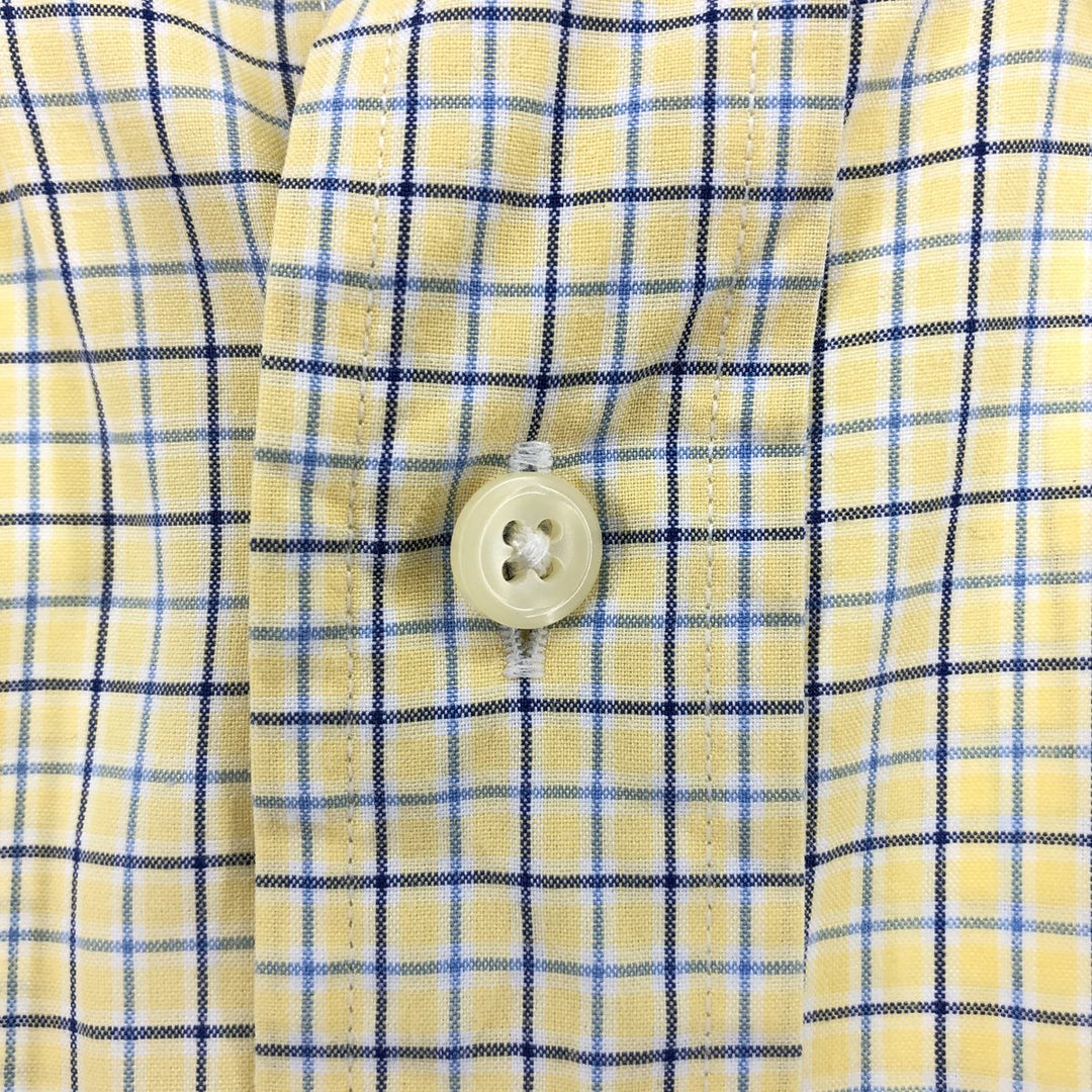Ralph Lauren Classic Fit short sleeve button down check shirt, men's size XL cotton yellow type Vintage Second Hand