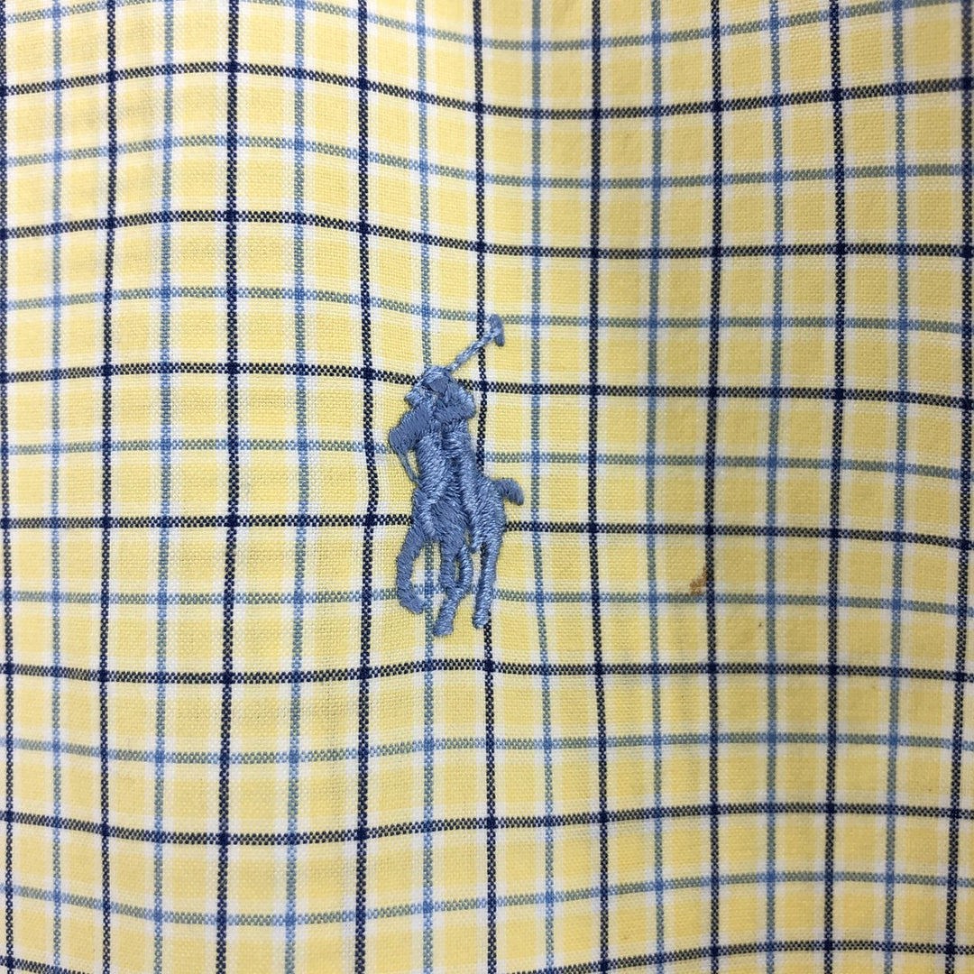 Ralph Lauren Classic Fit short sleeve button down check shirt, men's size XL cotton yellow type Vintage Second Hand