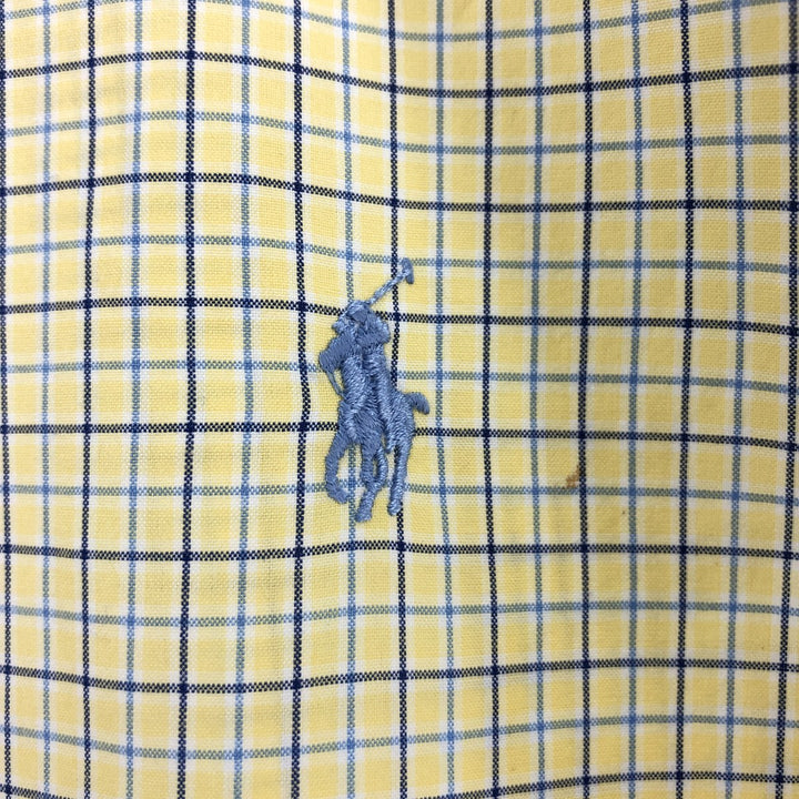 Ralph Lauren Classic Fit short sleeve button down check shirt, men's size XL cotton yellow type Vintage Second Hand