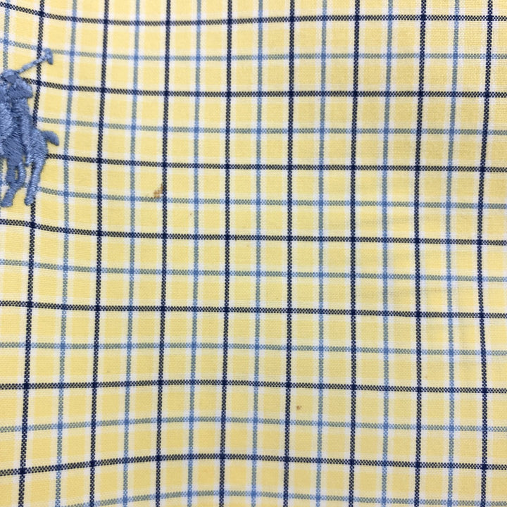 Ralph Lauren Classic Fit short sleeve button down check shirt, men's size XL cotton yellow type Vintage Second Hand