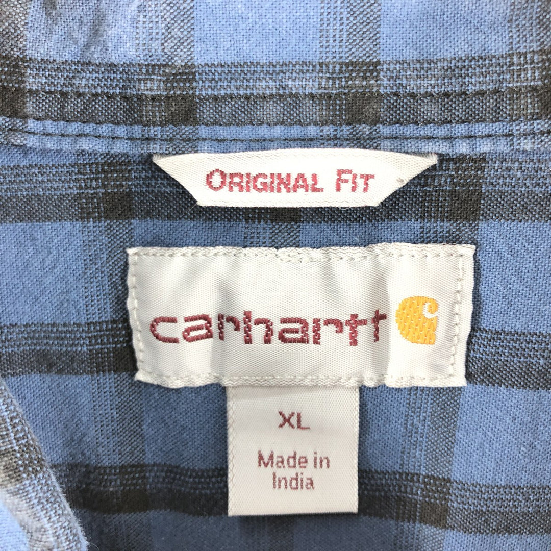 Carhartt ORIGINAL FIT Check Pattern Long Sleeve Button-Down Work Shirt, Men's XL cotton blue type Vintage Second Hand