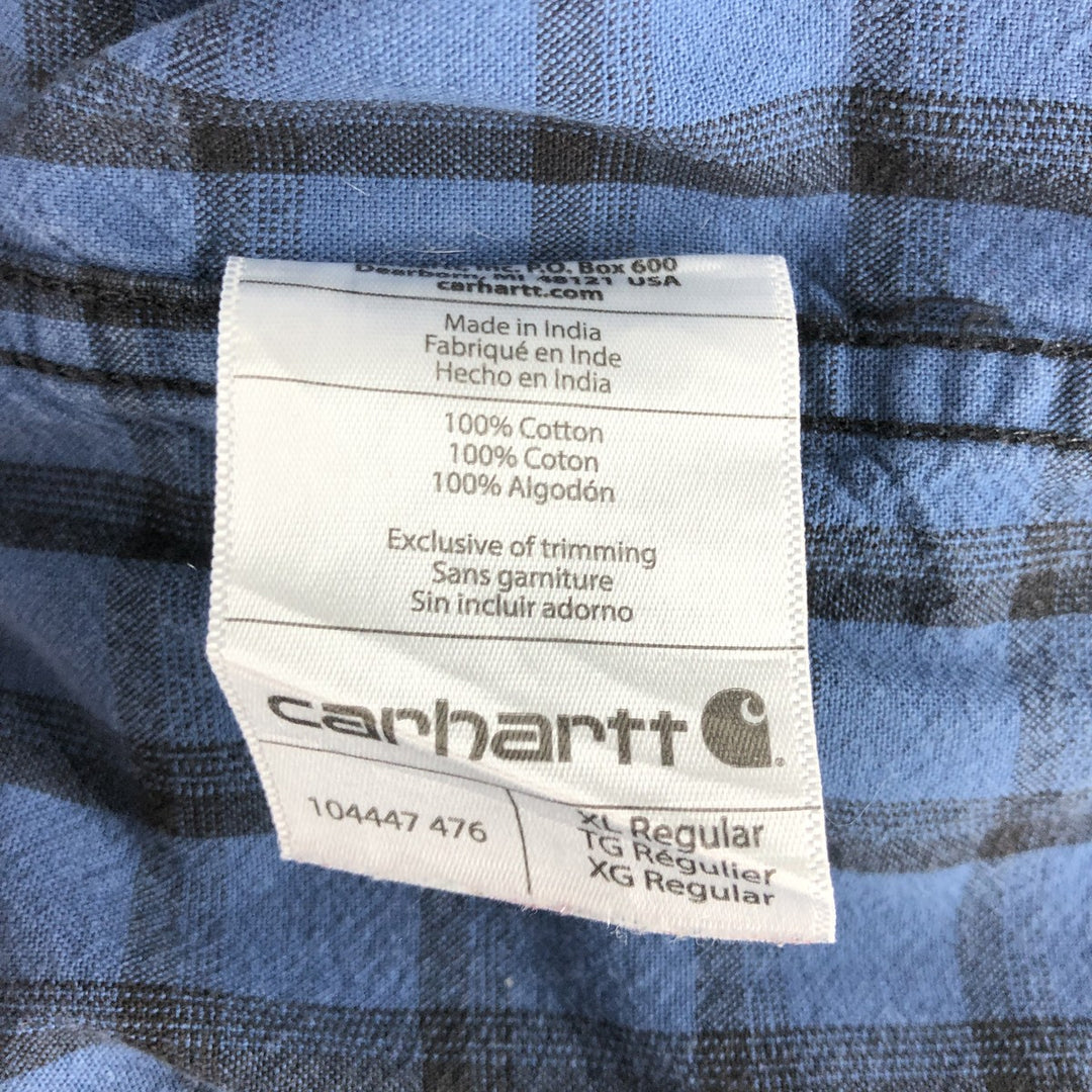Carhartt ORIGINAL FIT Check Pattern Long Sleeve Button-Down Work Shirt, Men's XL cotton blue type Vintage Second Hand