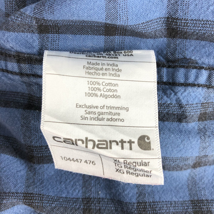 Carhartt ORIGINAL FIT Check Pattern Long Sleeve Button-Down Work Shirt, Men's XL cotton blue type Vintage Second Hand