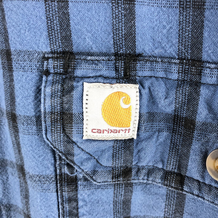 Carhartt ORIGINAL FIT Check Pattern Long Sleeve Button-Down Work Shirt, Men's XL cotton blue type Vintage Second Hand