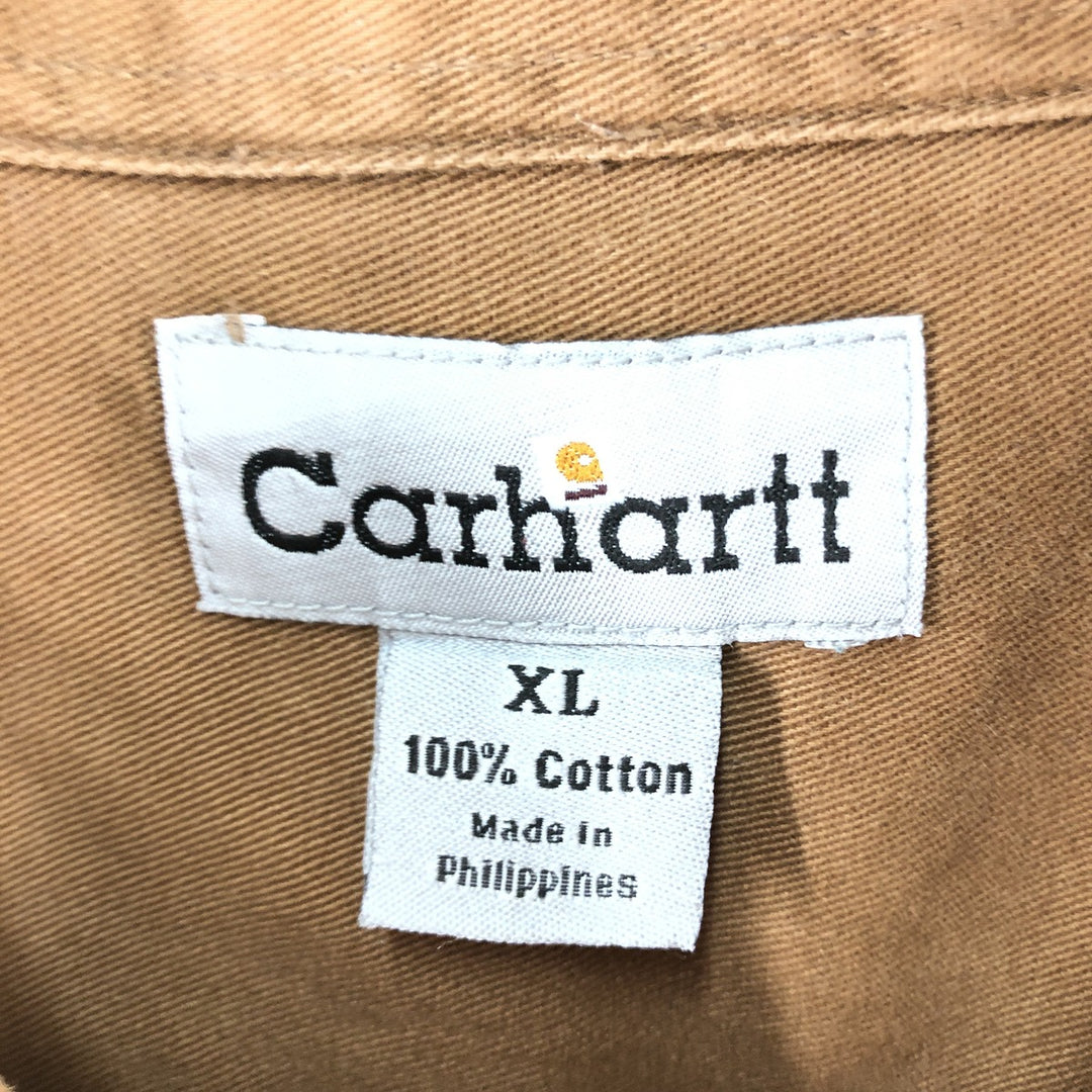 Carhartt Long Sleeve Button Down Work Shirt Men's XL cotton brown type Vintage Second Hand