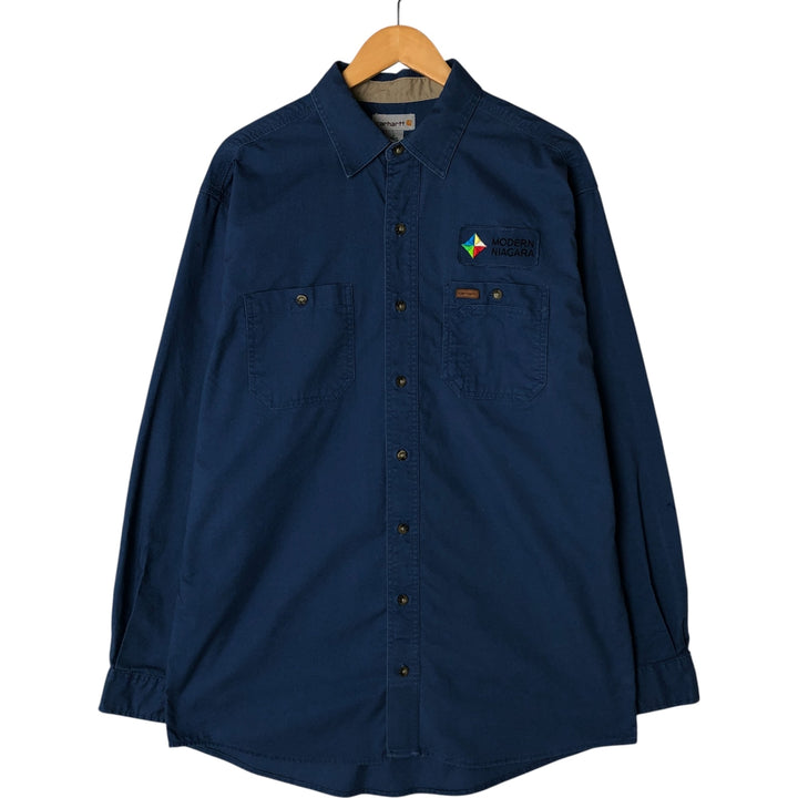 Carhartt Long Sleeve Work Shirt, Men's Size L cotton blue type Vintage Second Hand