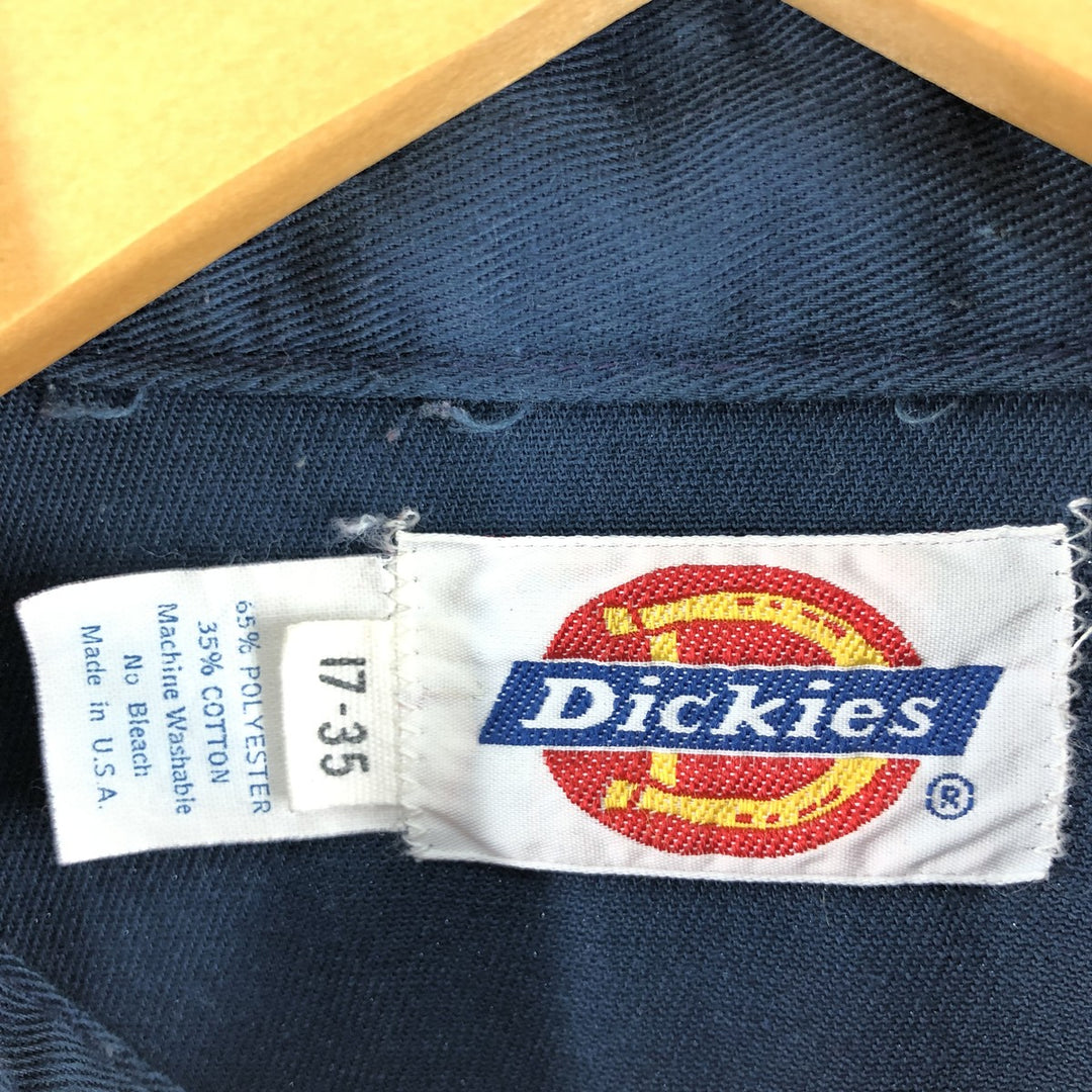 ~90'S Dickies Long Sleeve Work Shirt Made in USA Men's XL polyester navy blue type Vintage Second Hand