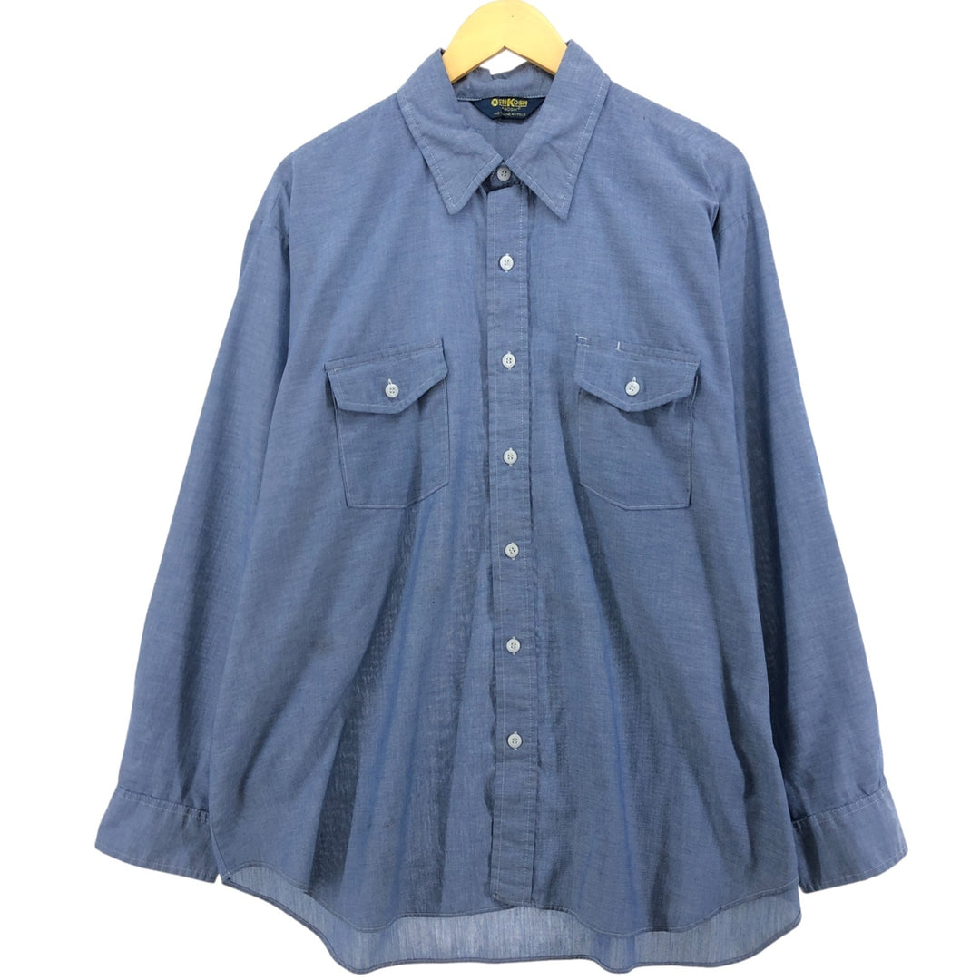 Vintage 1980'S Osh Kosh long-sleeved work shirt, men's size XL unclear blue type Vintage Second Hand