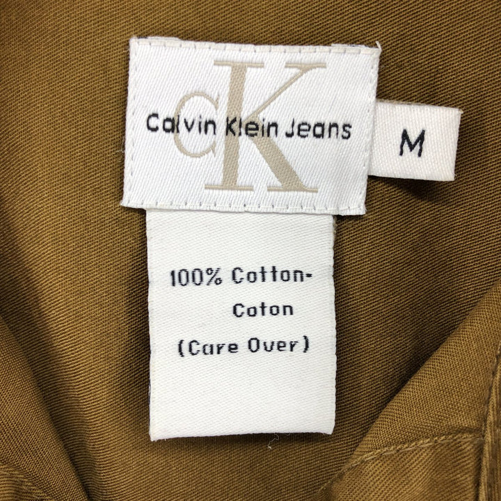 90'S Calvin Klein JEANS long sleeve button down shirt men's size M vintage cotton brown type Vintage Second Hand