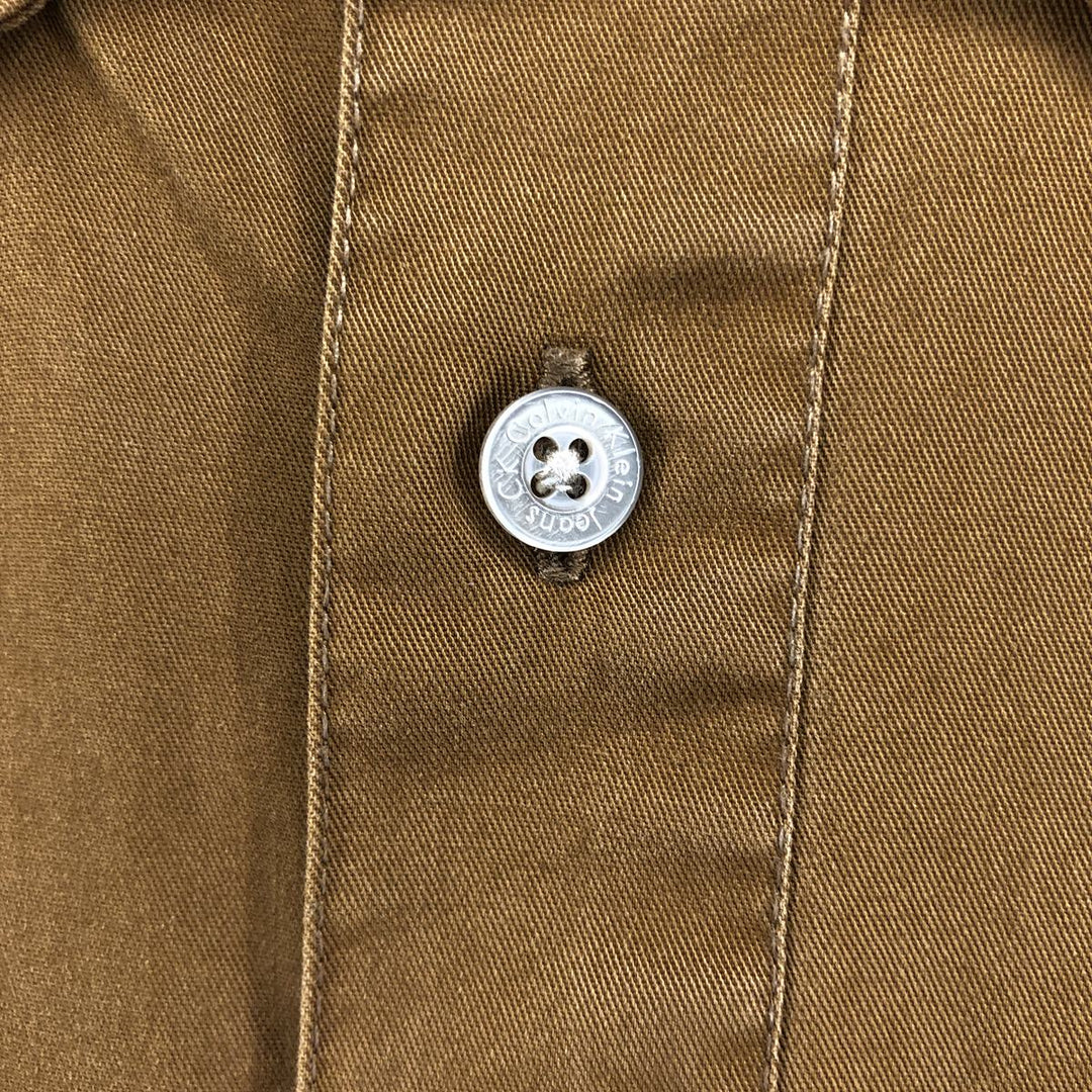 90'S Calvin Klein JEANS long sleeve button down shirt men's size M vintage cotton brown type Vintage Second Hand