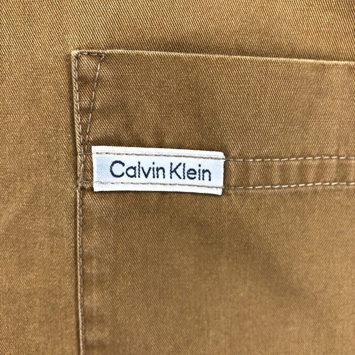 90'S Calvin Klein JEANS long sleeve button down shirt men's size M vintage cotton brown type Vintage Second Hand