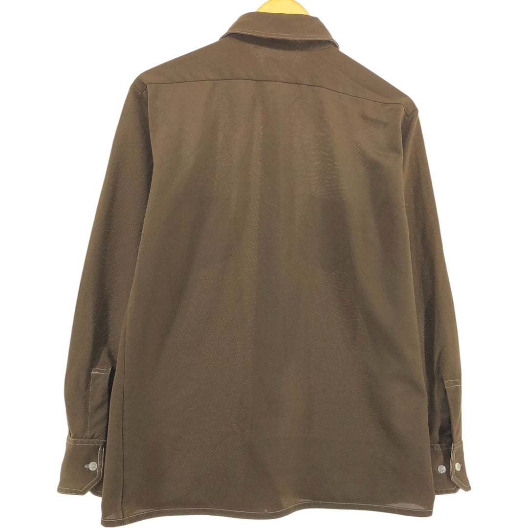 70s~80'S Richman Brothers Richman BROTHERS Long Sleeve Poly Shirt Box Shirt Men's L Size Vintage polyester brown type Vintage Second Hand