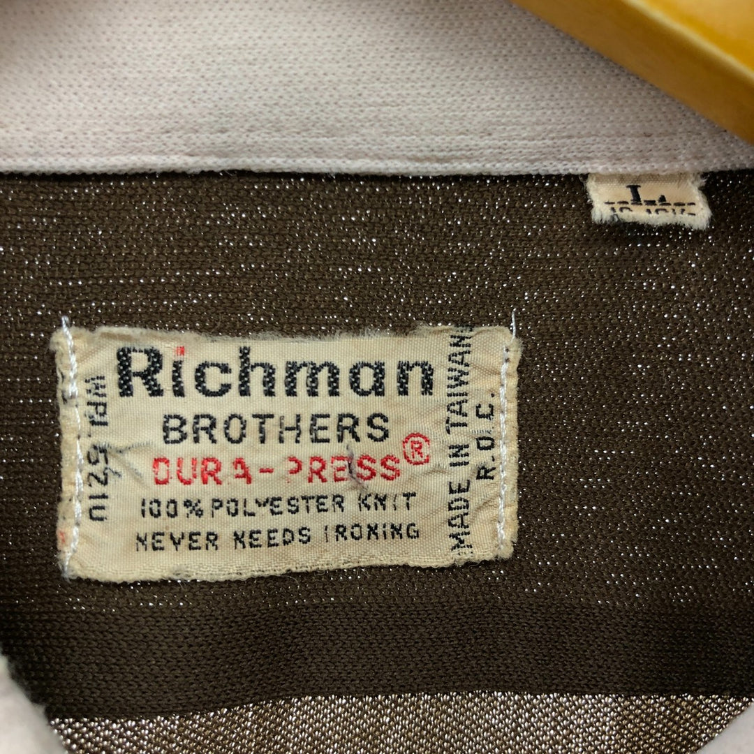 70s~80'S Richman Brothers Richman BROTHERS Long Sleeve Poly Shirt Box Shirt Men's L Size Vintage polyester brown type Vintage Second Hand