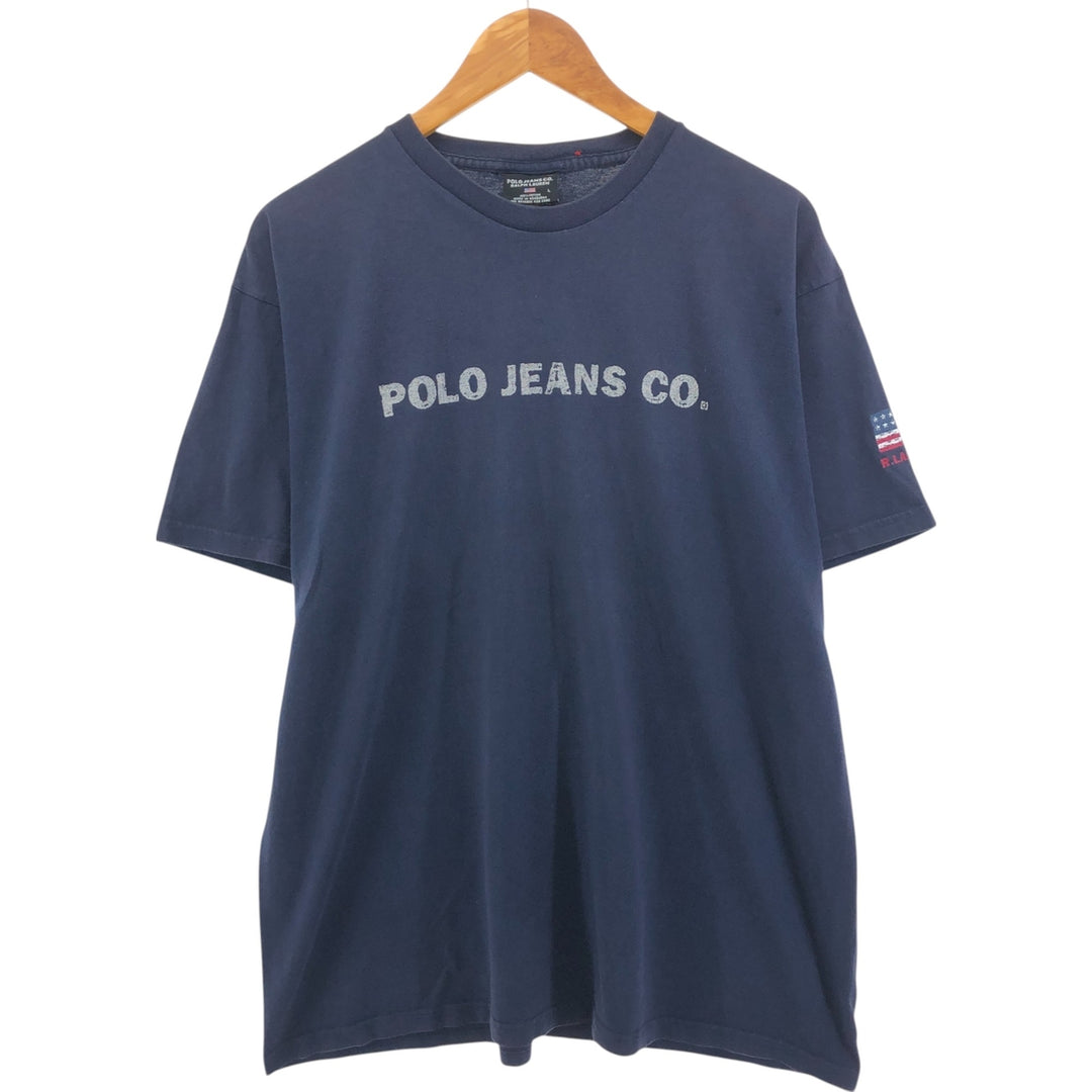 2000'S Ralph Lauren Polo Jeans Company Stars and Stripes Short Sleeve Logo T-Shirt, Men's Size L cotton navy blue type Vintage Second Hand