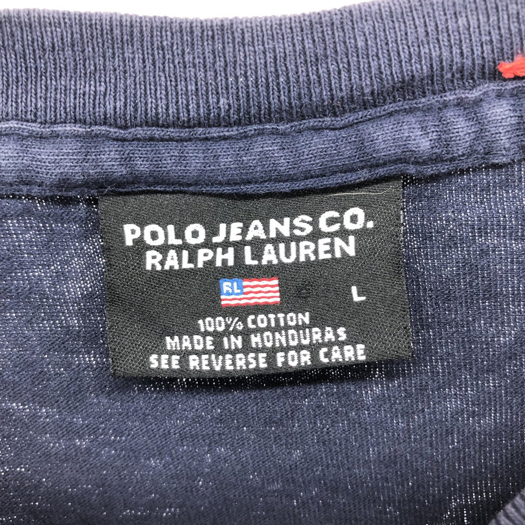 2000'S Ralph Lauren Polo Jeans Company Stars and Stripes Short Sleeve Logo T-Shirt, Men's Size L cotton navy blue type Vintage Second Hand