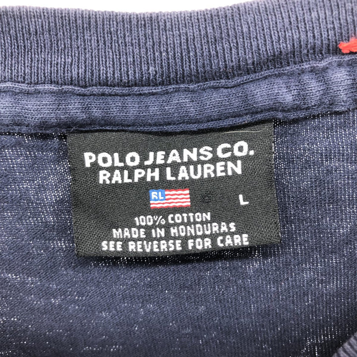 2000'S Ralph Lauren Polo Jeans Company Stars and Stripes Short Sleeve Logo T-Shirt, Men's Size L cotton navy blue type Vintage Second Hand