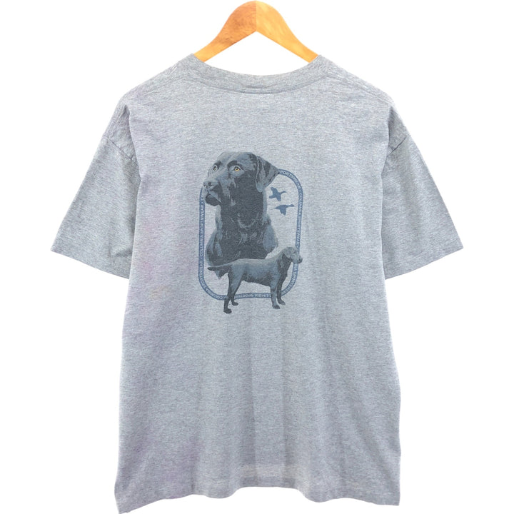 Columbia Dog Print Short Sleeve T-Shirt, Men's Size L cotton gray type Vintage Second Hand