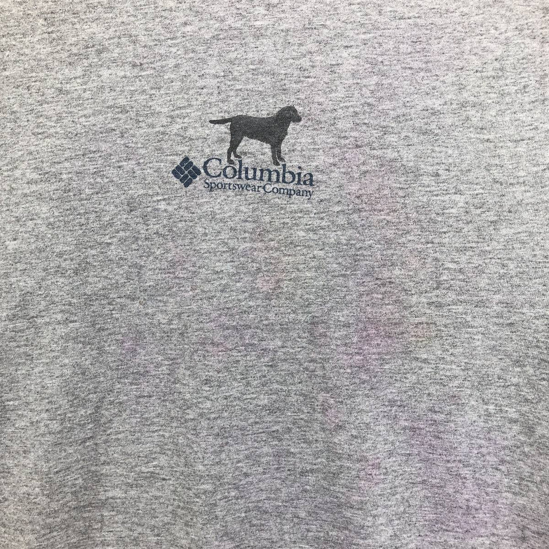 Columbia Dog Print Short Sleeve T-Shirt, Men's Size L cotton gray type Vintage Second Hand